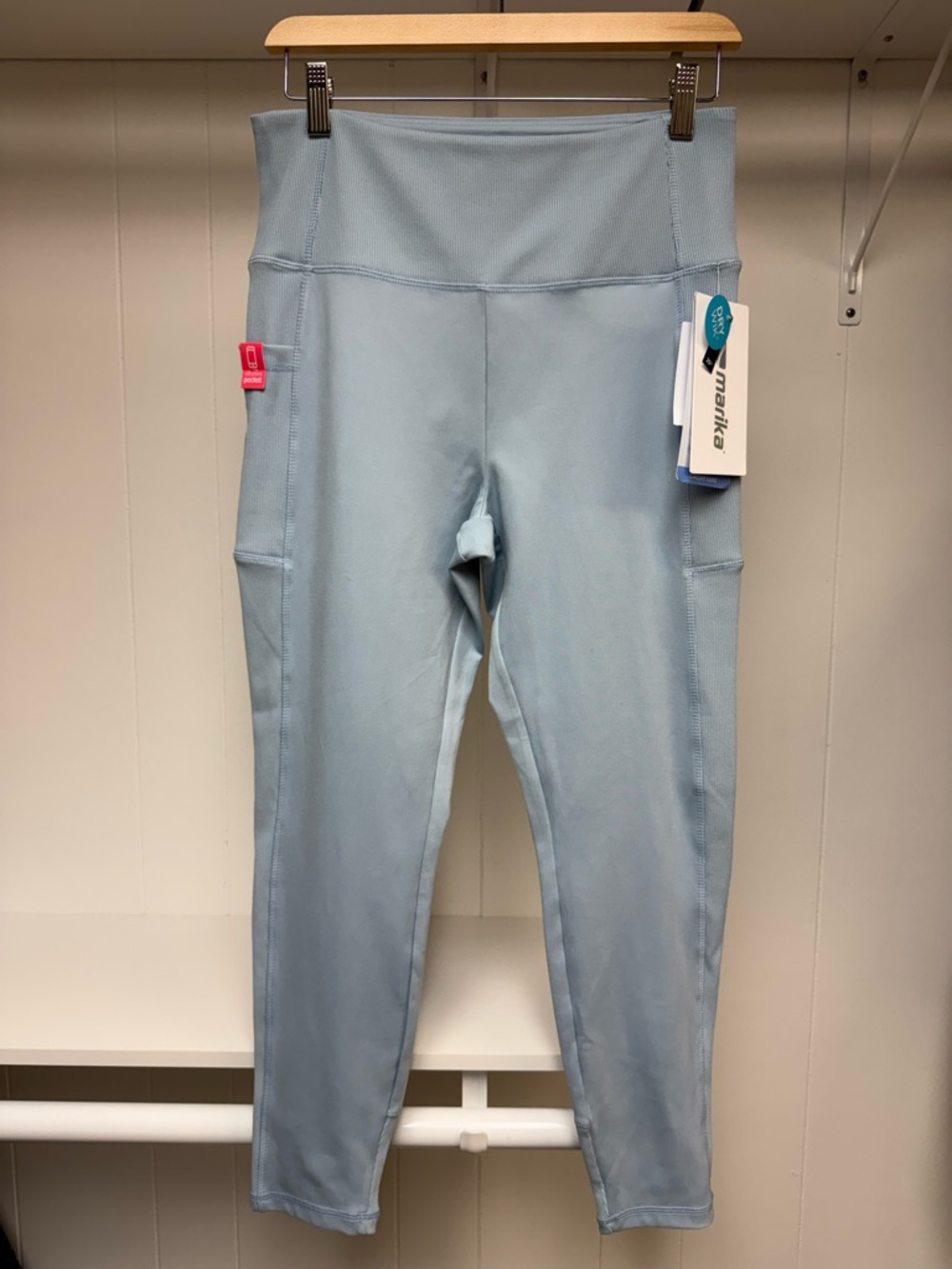 Marika Light Blue Circuit Luxe Active Ankle Leggings Cell Phone Pocket Size XL